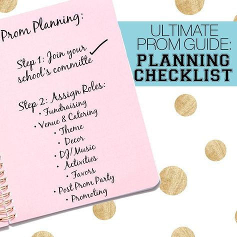 Prom, Parties, Desserts, Prom Planning Checklist, Prom Planning Committee, Prom Checklist, Prom Planning, Planning Checklist, How To Plan