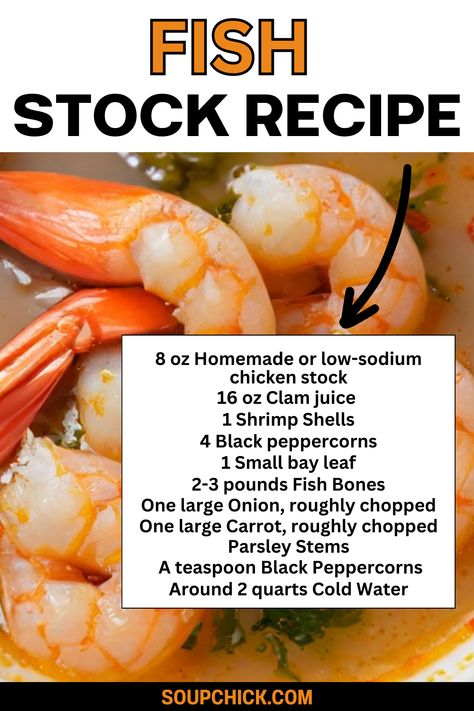 Fish Stock Recipe Seafood Recipes, Seafood, Fish Stock Recipe, Seafood Soup, Seafood Dishes, Clams, Fish Stock, Dishes, Easy Soups