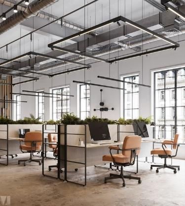 Home Office, Office Lighting, Office Interiors, Modern Office Space, Modern Office Interiors, Office Interior Design Modern, Office Space Design, Industrial Office Design, Office Space