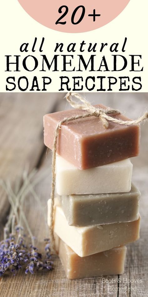 NATURAL SOAP RECIPES. 20+ Homemade all natural homemade bar soap recipes, plus tips and tricks on how to make your own soap at home. How To Make Your Own Bar Soap, How To Make Home Made Soap Bars, All Natural Bar Soap Recipe, All Natural Products, How To Make Handmade Soap, How To Make Soap At Home, Cold Soap Process Recipes, Homemade Soap Packaging Ideas, Natural Soap Packaging