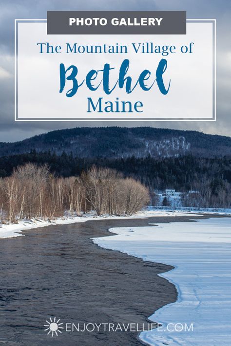 PHOTO GALLERY | BETHEL, MAINE - Discover the winter beauty of the mountain village of Bethel, Maine, a popular destination for skiers and winter sports enthusiasts. | Bethel | Maine | New England | USA #bethel #maine #newengland #sundayriver #skiresort #thebethelinn #enjoytravellife Travel Vermont, Bethel Maine, Travel Maine, New England Usa, Maine Winter, Mountain Villa, England Winter, Travel Vintage, Maine Travel