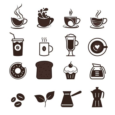 Icon set of cafe and coffee production collection vector symbol in trendy flat style Halloween, Coffee Art, Apps, Coffee Poster Design, Cafe Logo, Coffee Logo, Coffee Branding, Cafe Shop Design, Coffee Poster