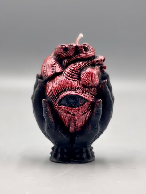 Diy, Candles, Creepy Candles, Goth Candles, Heart Candle, Candle Aesthetic, Unusual Candles, Gothic Candles, Unique Candles