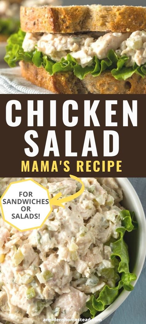 Learn how to make the best homemade chicken salad recipe without celery or grapes. This easy and healthy recipe is great on sandwiches or lettuce for a low carb option. Low Carb Recipes, Chicken Salad, Healthy Recipes, Pasta, Lunches, Nutrition, Sandwiches, Chicken Salad Sandwich Recipe, Chicken Salad Recipe Easy