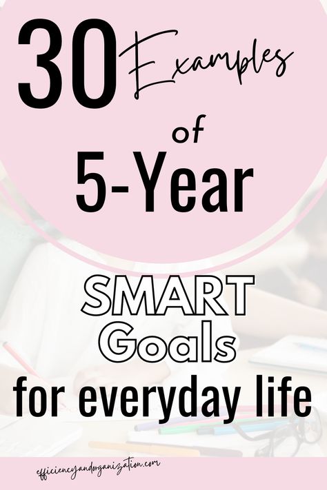 Get 30 examples of 5-year SMART goals to choose from to plan for the future.  Choose from 1 to 3 of the ideas to write down and use to plan and design your future. Ideas, Design, Smart Goals Examples, Time Management Strategies, Goal Examples, Smart Goals, How To Plan, Purpose, Vision Board Examples