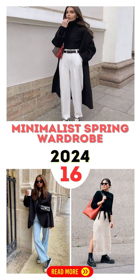 2024 Women's Minimalist Spring Wardrobe: This spring, our 2024 women's minimalist spring wardrobe collection offers a fresh take on minimalist chic. With a focus on clean lines and neutral colors, these pieces are perfect for creating a versatile and timeless wardrobe. From work essentials to weekend wear, find everything you need for a stylish spring. Spring Outfits, Outfits, Spring Wardrobe Staples, Spring Wardrobe Essentials, Spring Wardrobe, Spring Outfits Casual, Spring Outfits Women, Minimalist Spring Outfits, Travel Wardrobe Spring