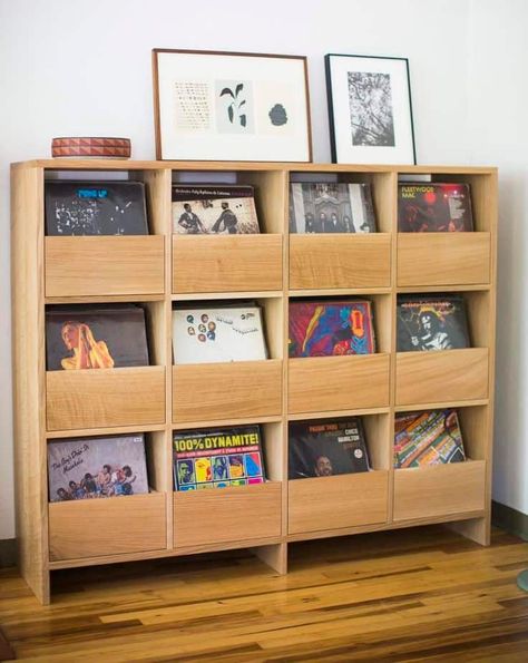 Record Album Storage, Vinyl Record Shelf, Vinyl Records Storage Ideas, Vinyl Records Wall, Vinyl Record Storage Shelf, Lps, Crate Storage, Wall Storage, Music Room Organization