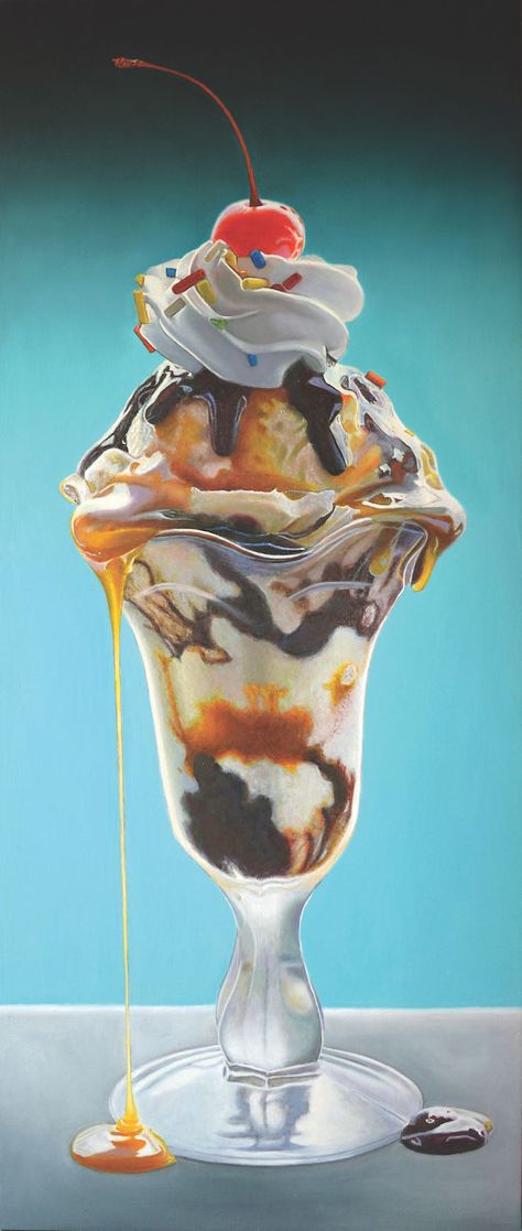 Butterscotch and Fudge sundae by Mary Ellen Johnson | 9 food-inspired creative projects, brought to you by Artists Network and Artists Magazine  -- Hungry for More Art Prompts? Fudge, Sorbet, Food Photography, Food Art, Fotografie, Rita, Food Art Painting, Food Painting, Eten