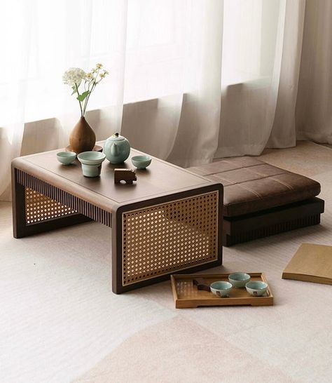 Bedside and Coffee Tables – Forplanetsake Rattan Coffee Table, Wooden Coffee Table Designs, Coffee Table With Seating, Coffee Table With Stools, Wood Coffee Table Living Room, Coffee Table Wood, Coffee Table Design, Rattan Furniture, Small Coffee Table