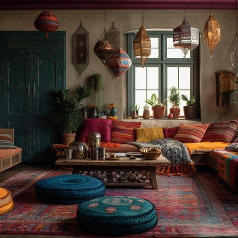bohemian,mediterranean,living,room,turkish,rugs,moroccan,lanterns,colorful,textiles,creating,vibrant,eclectic,space,3d render,3d rendering,room,interior,living room,apartment,luxury,architecture,decor,contemporary,chair,table,wall,house,rug,television,bookshelf,curtains,sofa,lamp,generative ai,generative,ai