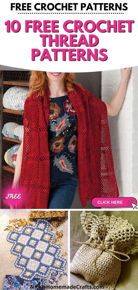 Ready to level up your crochet skills? Let these 10 breathtaking crochet thread patterns inspire you to create intricate lace, detailed designs, and eye-catching textures. Explore our free crochet patterns and learn how to work with delicate crochet thread yarn to craft elegant, heirloom-worthy pieces that you'll cherish for years to come. Knit Patterns, Crochet, Crochet Thread Projects Size 10, Crochet Thread Size 10, Thread Crochet, Crochet Thread Patterns, Basic Crochet Stitches, Crochet Basics, Crochet Thread Projects