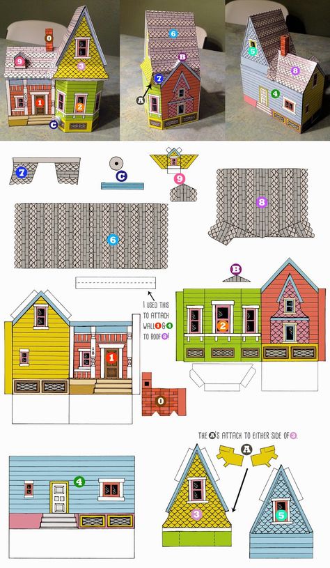 Peach Bum: UP HOUSE Printable Template! Up House Printable, Up Carl Y Ellie, Paper House Template, House Printable, House Template, Paper Doll House, Disney Up, Cardboard House, Glitter Houses