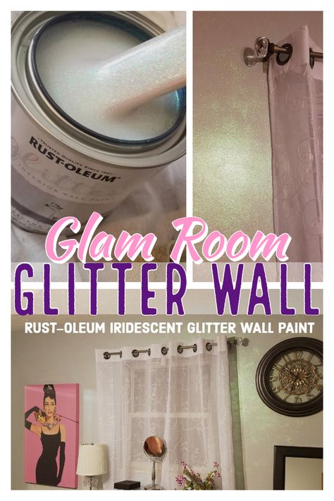 Glitter accent wall using Rust-Oleum Iridescent Glitter Interior Wall Paint Inspiration, Art, Wardrobes, Design, Glitter Accent Wall, Glitter Paint Accent Wall, Glitter Paint Ceiling, Gold Glitter Paint Walls, Glitter Paint Walls