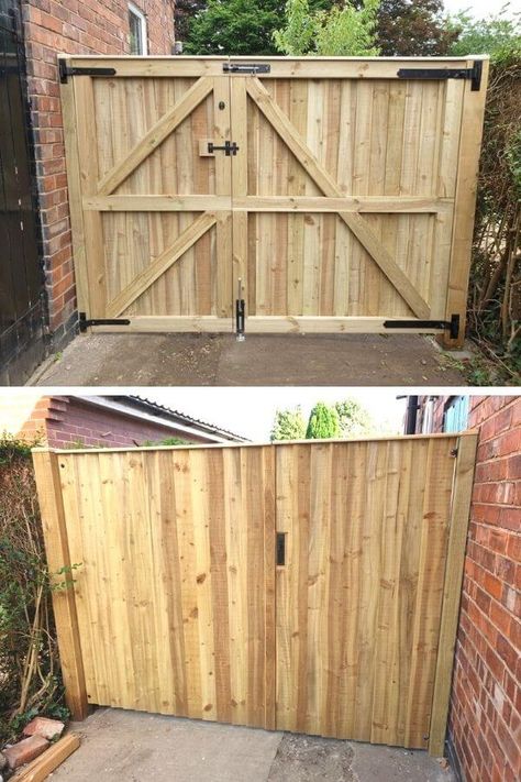 18 DIY Wooden Gate Plans You Can Build - Handy Keen Wooden Gate Plans, Wooden Gate, Wooden Gates, Backyard Decor, Wooden Diy, Gate, How To Plan, Canning, Building