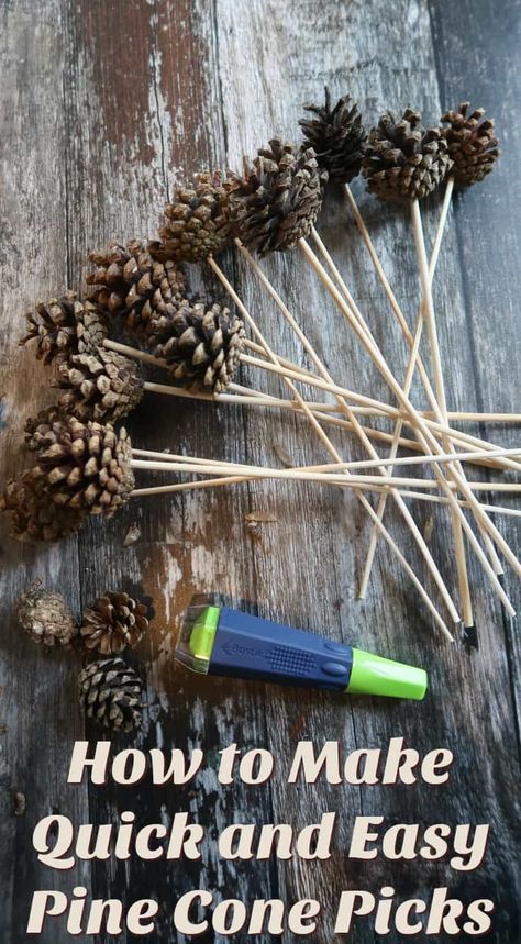 How to Make Quick and Easy Pine Cone Picks • Craft Invaders Autumn Crafts, Pine Cone Crafts, Diy, Festive Crafts, Fall Crafts, Diy Pinecone, Pine Cone Decorations, Diy Crafts To Sell, Crafts To Make
