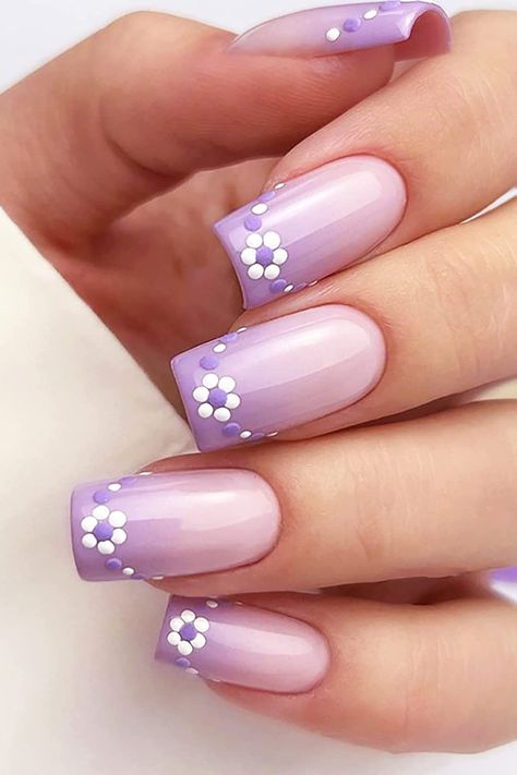 Purple press on nail designs Ombre, Girls Nails, Ongles, Pretty Nails, Elegant Nails, Ombre Nail, Unique, Fake Nails Designs, Cute Spring Nails
