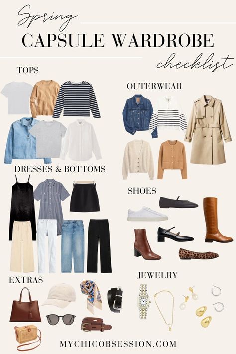 Spring Capsule Wardrobe Essentials (and How to Wear Them!) - MY CHIC OBSESSION Spring Outfits, Capsule Wardrobe, Outfits, Spring Capsule Wardrobe, Summer Capsule Wardrobe, Capsule Wardrobe Checklist, Capsule Wardrobe Essentials, Capsule Wardrobe Outfits, Capsule Wardrobe Casual