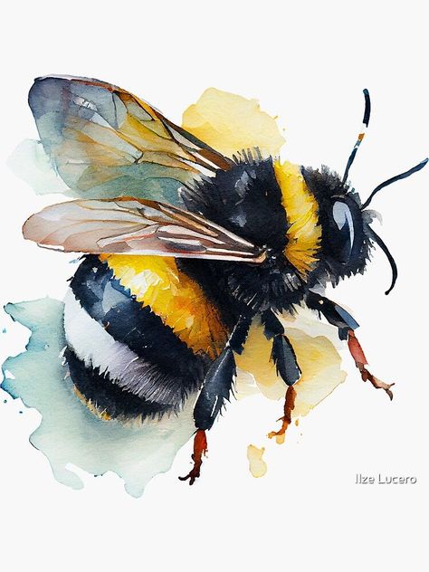 Painting & Drawing, Bee Painting, Bee Drawing, Animal Paintings, Bee Art, Bee Artwork, Bee Pictures, Honeybee Art, Butterfly Watercolor