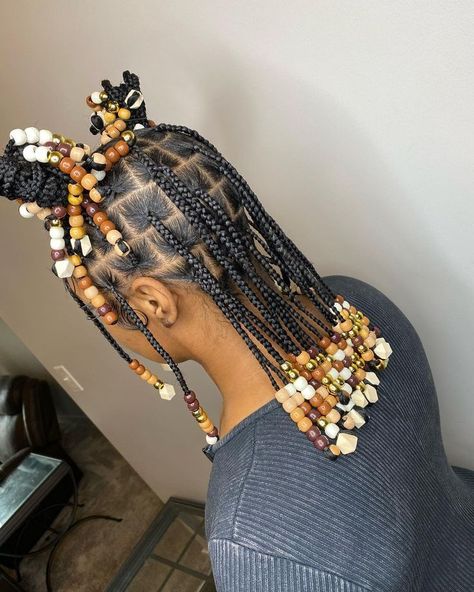 Protective hairstyles with beads\ twists with beads\ fulani braids with beads\ box braids with beads Girl Hairstyles, Haar, Afro, Girls Hairstyles Braids, Cute Braided Hairstyles, Capelli, Peinados, Black Kids Braids Hairstyles, Cute Box Braids Hairstyles
