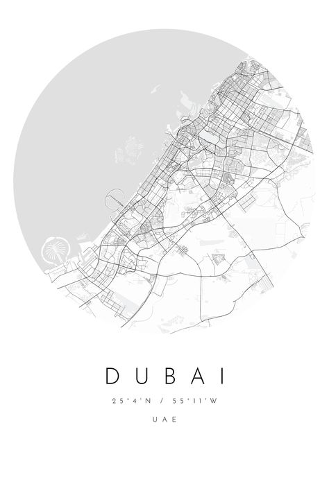 Dubai Map Print, Dubai Map Poster, Dubai City, UAE, Gift City Map, Minimalist Art, Black and White Map, Large Map Dubai, Art, Ideas, Dubai Map, City Map, Map Poster, City Maps, Modern Map, Dubai City