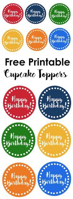 Happy Birthday cupcake toppers free printable. Print these colorful happy birthday cupcake toppers in rainbow colors for a cute birthday party without a theme. Crafts, Cupcakes, Printable Cupcake Toppers Birthday, Birthday Cake Topper Printable, Happy Birthday Cake Topper, Birthday Cake Toppers, Birthday Tags, Happy Birthday Cupcakes, Cupcake Toppers Free