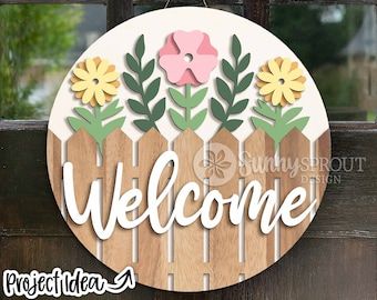 Buy Welcome Hummingbird Flower Sign Digital Download Round Door Online in India - Etsy Diy, Wooden Signs, Decoration, Inspiration, Design, Door Signs Diy, Summer Door Hanger, Door Hangers, Door Signs