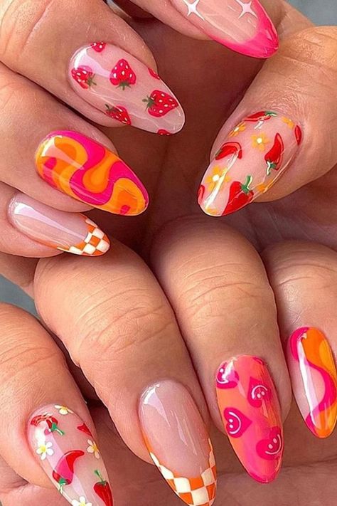 Give yourself a fun and fruity manicure with these unique fruit nails! Choose your favorite fruit design and create your own unique look. Our fruit nails come in a variety of colors and sizes to suit all your creative needs. Get creative and try something new - click this pin to see our top picks of fruit nail designs and find the perfect one for you! Diy, Design, Nail Art Designs, Ongles, Cute Nails, Uñas, Unique Nails, Pretty Nails, Fun Nails