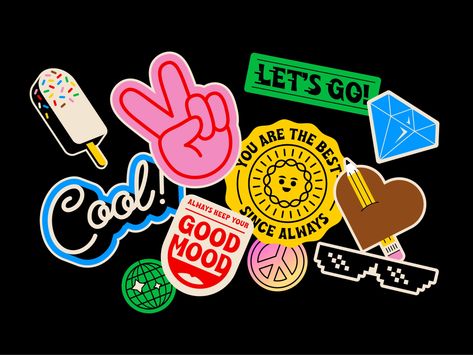 Stickers Blog Illustration by Gino van Lierop on Dribbble Retro, Design, Graffiti, Sticker Design Inspiration, Sticker Logo, Brand Stickers, Cool Stickers, Stickers, Logo Stickers