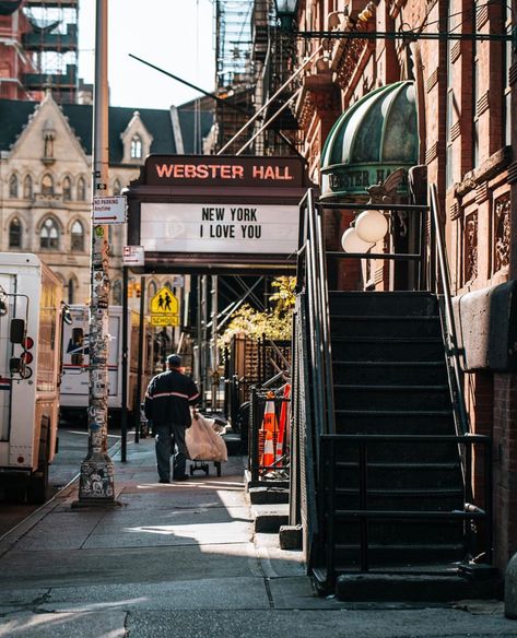 "New York, I Love You!"  Did you know?  The Webster Hall (@WebsterHall), located in New York City’s cool East Village, was built in 1886 and has hosted performances and major events from across all spectrums of culture.   It was allegedly owned by Al Capone during the Prohibition Era. Pretty cool, right?  ⚡ LINK IN BIO to read more about them!  Photo Credit: @NewYork_Eyes New York City, York, Nyc Life, Nyc, Nyc Aesthetic, New York Girls, New York Life, New York Aesthetic, East Village Nyc