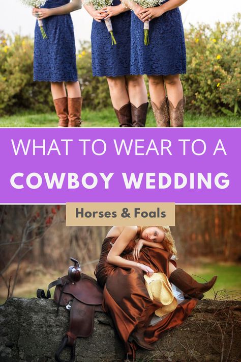 Weddings are great fun, there’s no doubt about it. But it can be a struggle to know what to wear. It is very helpful when the happy couple provide a bit of an inspiration, or even a theme, and what to wear to a cowboy wedding is a great theme! I’m sure you’re asking questions like: What do you wear to a western wedding? What’s the right western wedding wear for mother of the bride? Can I wear cowboy boots to a wedding? So, let’s have a look through few ideas on what to wear to a cowboy wedding. Outfits, Inspiration, Outdoor, Cowgirl Wedding, Ideas, Country, Colorado, Cowboy Wedding Attire, Wedding Cowboy Boots