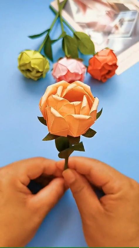 Easy Roses Crafts for Kids and Parents in 2022 | Paper craft diy projects, Paper crafts, Paper crafts diy Diy, Diy Artwork, Paper Craft, Crafts, Origami, Paper Craft Diy Projects, Paper Origami Flowers, Origami Crafts Diy, Paper Crafting