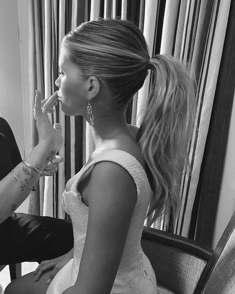 Get @sofiarichiegrainge #GRAMMYS look with @nexxushaircare #NexxusPartner Step 1: I first started with the Epic Shine Anti-Humidity Spray… | Instagram Wedding Ponytail Hairstyles, Wedding Ponytail, Ponytail Updo, Bridal Hair Updo, Sofia Richie, Formal Hairstyles, Bridal Beauty, Wedding Hair And Makeup, Wedding Beauty