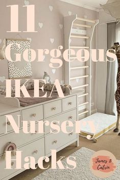Designing and creating your baby's nursery is a wonderful thing to do, but it can get expensive. These Ikea nursery hacks can help you create the nursery of your dreams easily and on a budget. These are the best Ikea nursery hacks we could find. #ikeanurseryhacks #ikeahack #ideas #ikeababyhacks #ikeakidshacks #nurseryroomideas #jamesandcatrin Ikea Hacks, Baby Closet Organization, Nursery Closet Organization, Ikea Baby Nursery, Nursery Nook, Baby Room Design, Ikea Baby Room, Nursery Hacks, Nursery Office Combo
