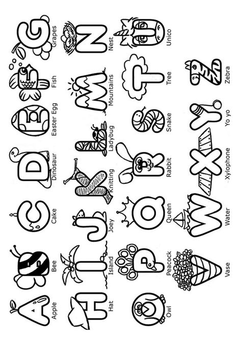 10 Easy To Learn ABC Coloring Pages For Your Little One Pre K, Colouring Pages, Alphabet Coloring, Alphabet Coloring Pages, Letter A Coloring Pages, Alphabet Drawing, Alphabet For Kids, Alphabet, Abc Coloring