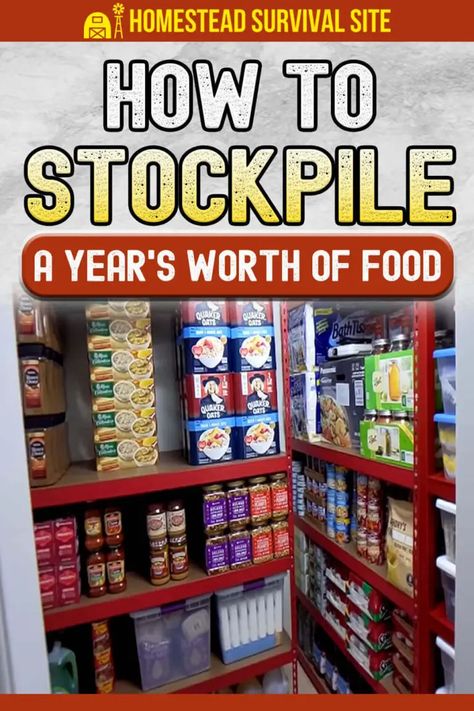 How to Stockpile a Year's Worth of Food - Homestead Survival Site Camping, Emergency Preparation, Food Storage, Ideas, Survival Food Storage, Emergency Preparedness Food Storage, Long Term Food Storage, Emergency Food Supply, Emergency Preparedness Food