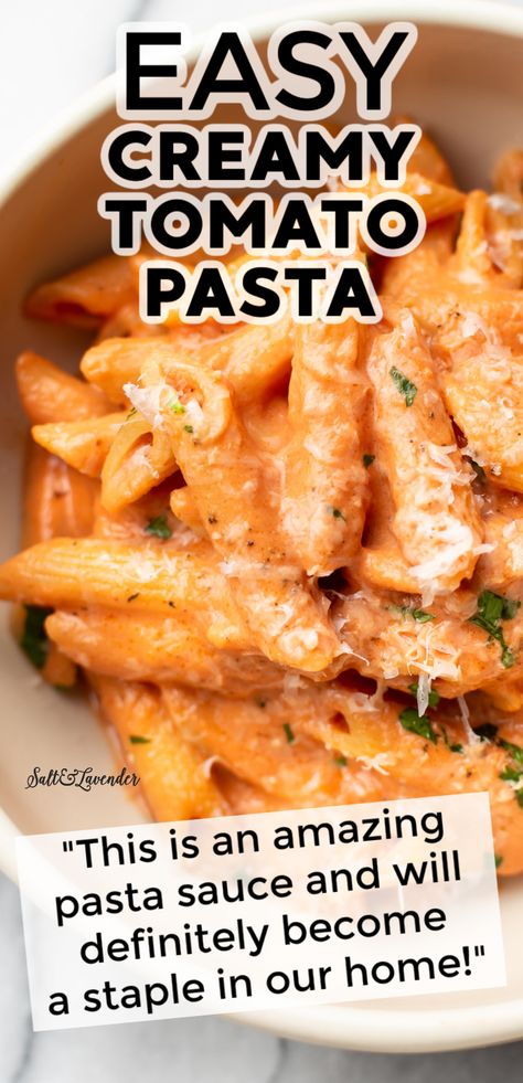 Healthy Recipes, Pasta Sauces, Pasta, Creamy Tomato Pasta Recipes, Creamy Pasta Recipes, Creamy Tomato Pasta, Pasta Sauce Recipes Easy, Tomato Pasta Recipe, Easy Pasta Dinner