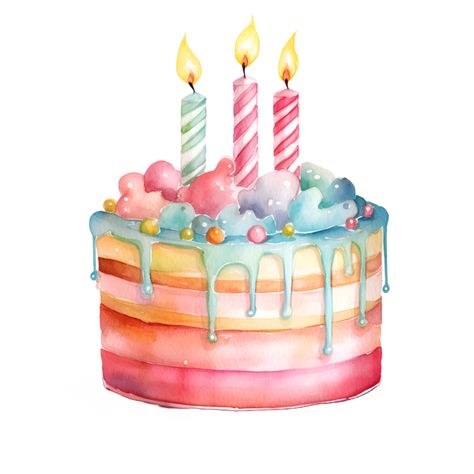 Cake, Birthday Cake Clip Art, Cake Clipart, Birthday Cake Illustration, Cake Illustration, Watercolor Birthday Cards, Cake Drawing, Birthday Clipart, Cake Sketch