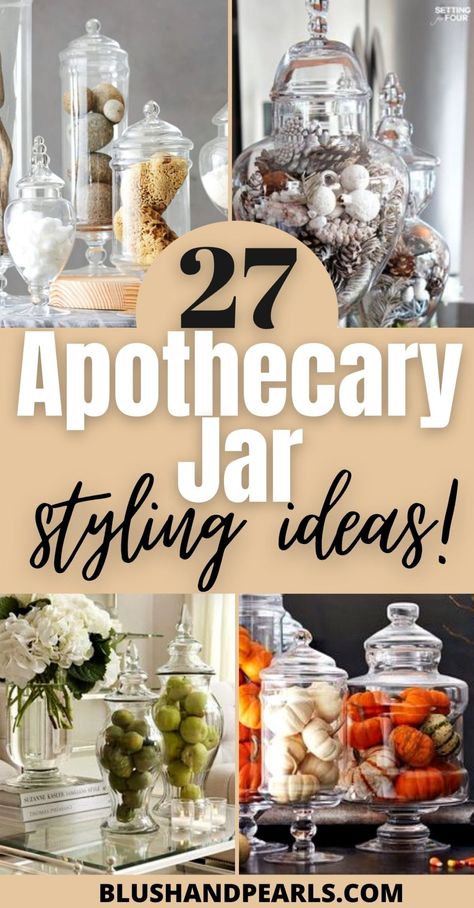 Home Décor, Upcycling, Diy, Apothecary Jars Bathroom, Apothecary Jars Decor, Apothecary Jar Ideas, Apothecary Jar Decor, Ginger Jars Decor Living Rooms, Glass Apothecary Jars