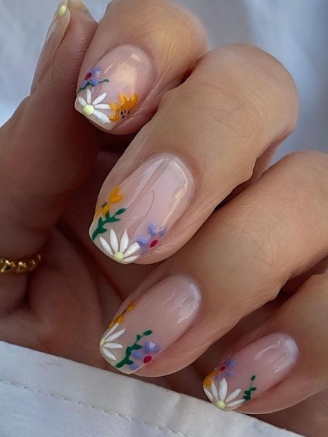cute flower tip nails Design, Nail Art Designs, Nail Designs, Ongles, Uñas, Kuku, Pretty Nails, Trendy Nails, Cute Nail Art Designs
