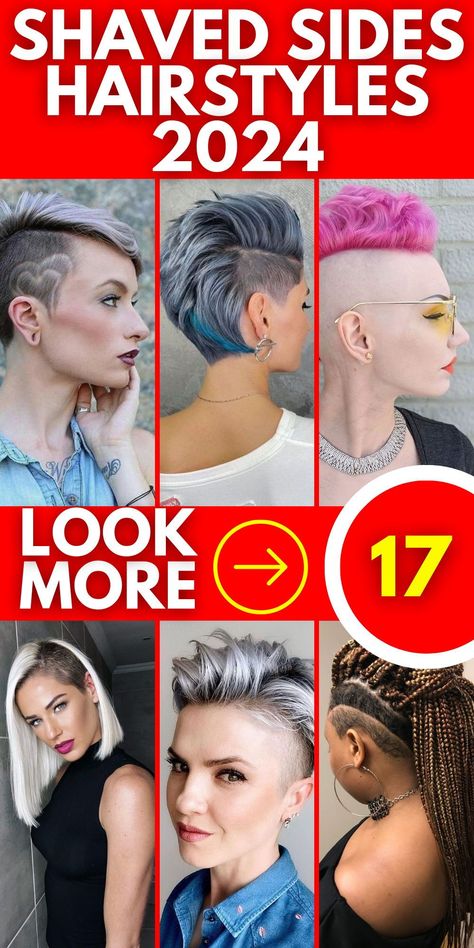 Shaved sides hairstyles 2024 are set to redefine hair fashion with their bold and daring appeal. Whether you have medium, short, or long hair, the shaved sides hairstyle can be tailored to suit your individuality. This edgy look, characterized by one side or both sides shaved, creates an undercut effect that's both striking and versatile. Inspiration, Shaved Side Haircut, Hairstyles With Shaved Sides, Shaved Side Hairstyles, Shaved Sides Pixie, Side Undercut Hairstyles Women, Shaved Sides, Shaved Pixie Cut Edgy, Side Cut Hairstyles