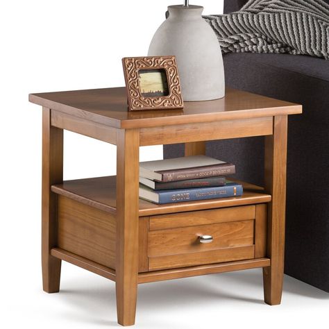 Lark Manor Nortonville Solid Wood End Table with Storage & Reviews | Wayfair.ca Home Décor, End Tables With Storage, Side Table With Drawer, Sofa End Tables, Wood End Tables, End Tables, Living Room Side Table, Wooden Sofa, Wooden Sofa Designs