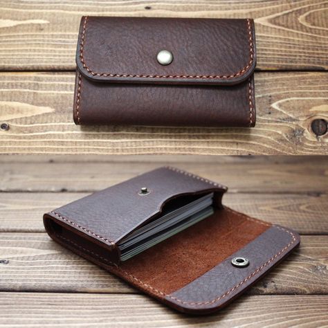 Business card case - credit card wallet   It can hold about 15 plastic cards! Great gift for business person, groomsmen and  can be alternated to a wallet. Card Holder Leather, Leather Business Card Holder, Card Wallet, Card Holder, Leather Business Cards, Business Card Case, Credit Card Wallet, Card Case, Leather Card Wallet