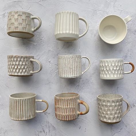 K_Ceramics auf Instagram: „FLATLAY - Day 3 #marchmeetthemaker @joannehawker Collection of mugs. No two are the same and I like that they're all related but…“ | Love these hand thrown mugs! #pottery #ceramics Mugs, Ceramics, Interior, Diy, Ceramic Art, Design, Ceramic Design, Ceramics Pottery Art, Ceramic Cups