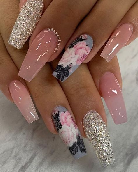 40+ Rose Nails To Inspire Your Next Manicure Nail Ideas, Nail Designs, Trendy Nails, Cute Nails, Gorgeous Nails, Pretty Nails, Nails Inspiration, Kuku, Dope Nail Designs