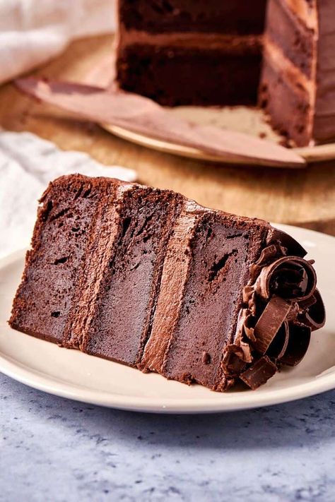 Healthy Chocolate Cake- This sugar free and fat free chocolate cake recipe is moist, fluffy and with a tender crumb- It's made with no oil, no fat and no eggs! Flourless Chocolate Cakes, Healthy Chocolate Cake Recipe, Sugar Free Cake Recipes, Flourless Chocolate, Healthy Chocolate Cake, Cake Calories, Sugar Free Cake, Healthy Cake, Chocolate Cake Recipe