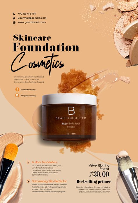 Download Beauty Care Products PSD Flyer Template for free. This flyer is editable and suitable for any type fashion, beauty and lifestyle brands, magazines, and bloggers. #SkinFlyer #SkinCare #ProductFlyer #BeautyFlyer Instagram, Beauty Products, Layout Design, Web Design, Product Branding, Product Ideas, Cosmetic Design, Beauty Brand, Product Ads