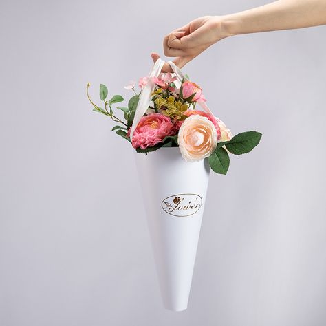 Ice Cream Cone Shape Packaging Paper Box Gift Flower Cones With Handle - Buy Flower Cones,Flower Cone Box,Flower Cone Paper Box Gift Product on Alibaba.com Gift Wrapping, Paper Flowers, Valentine's Day, Packaging, Gifts, Bouquet Bag, Manualidades, Flower Gift, Cheap Gift Bags