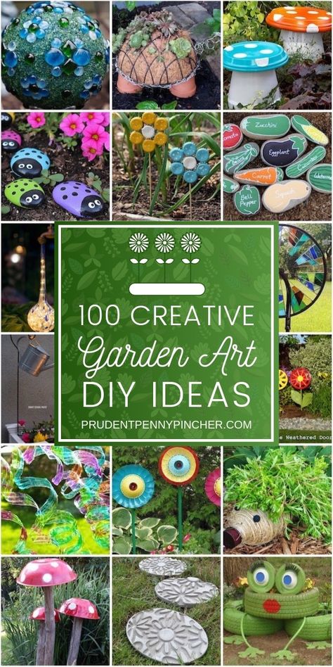 100 Creative DIY Garden Art Ideas #garden #diy #gardenart #homedecor #decor Diy, Decoration, Yard Art, Garden Crafts Diy, Garden Decor Crafts, Garden Crafts, Diy Garden Projects, Recycled Yard Art, Garden Art Crafts