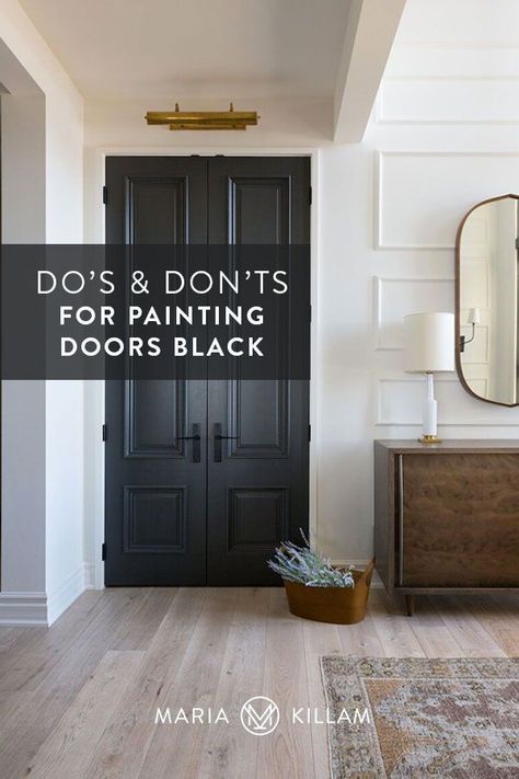 I get asked a lot about my opinion on painting doors black so I decided to share my thoughts on when it’s a good idea (or a bad idea) to introduce a black door in your house. Because, once again, the right contrast is important to getting the look right Exterior, Design, Home Décor, Industrial, Home, Paint Doors Black, Painted Interior Doors Ideas, Paint Doors Interior, Painted Interior Doors