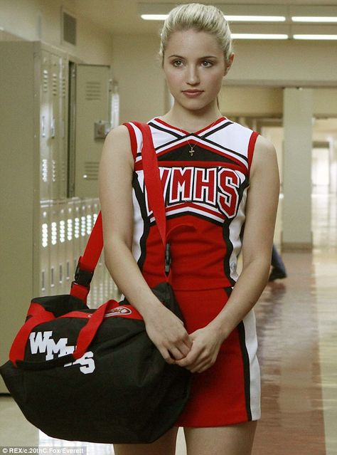 Agron played cheerleader Quinn Fabray for four seasons on Glee Diana Argon, Diana Agron, Cheerleader Costume, Quinn Fabray, Glee Club, Rachel Berry, Cory Monteith, Hot Cheerleaders, Dianna Agron